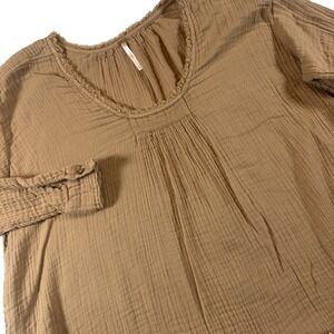 Free People Bring It On Gauze Tunic Top Mini Dress Womens XS Ponytail Brown Boho